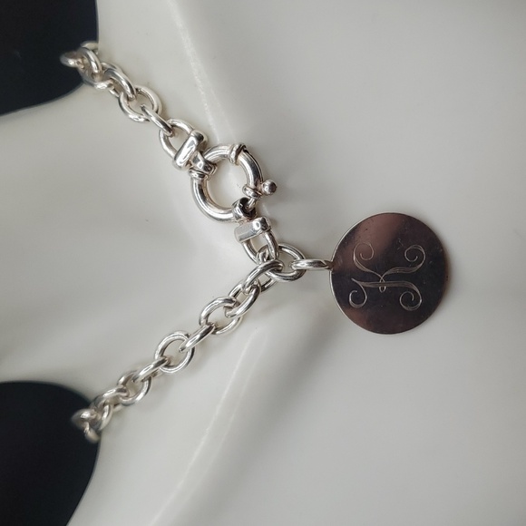 N2911 sterling silver toggle chain initial K monogram customized necklace estate - Picture 1 of 3